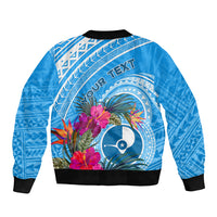 Yap Day Sleeve Zip Bomber Jacket Nam nu Waqab Tropical Flower LT01 - Polynesian Pride