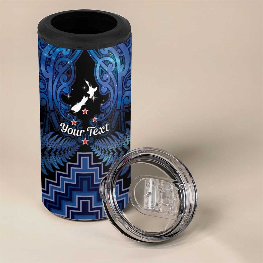 Personalised Aotearoa Matariki 4 in 1 Can Cooler Tumbler Blue Fern Maori Poutama LT01 - Polynesian Pride