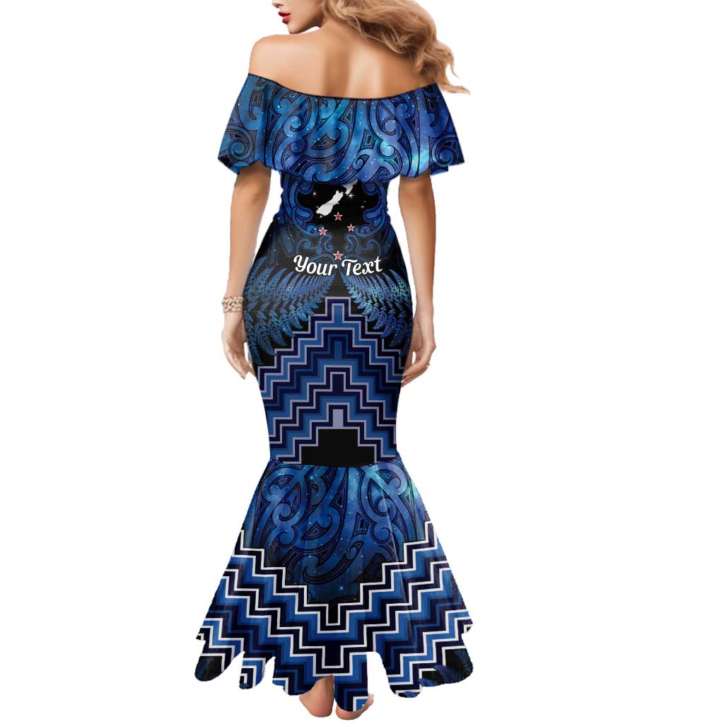Personalised Aotearoa Matariki Family Matching Mermaid Dress and Hawaiian Shirt Blue Fern Maori Poutama LT01 - Polynesian Pride