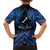 Personalised Aotearoa Matariki Family Matching Off The Shoulder Long Sleeve Dress and Hawaiian Shirt Blue Fern Maori Poutama