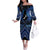 Personalised Aotearoa Matariki Family Matching Off The Shoulder Long Sleeve Dress and Hawaiian Shirt Blue Fern Maori Poutama