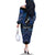 Personalised Aotearoa Matariki Family Matching Off The Shoulder Long Sleeve Dress and Hawaiian Shirt Blue Fern Maori Poutama