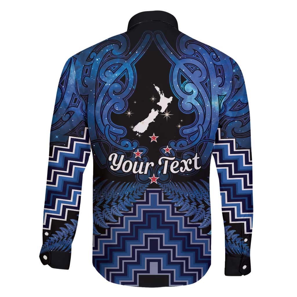 Personalised Aotearoa Matariki Family Matching Short Sleeve Bodycon Dress and Hawaiian Shirt Blue Fern Maori Poutama LT01 - Polynesian Pride