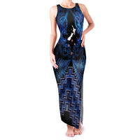 Personalised Aotearoa Matariki Family Matching Tank Maxi Dress and Hawaiian Shirt Blue Fern Maori Poutama LT01 Mom's Dress Blue - Polynesian Pride