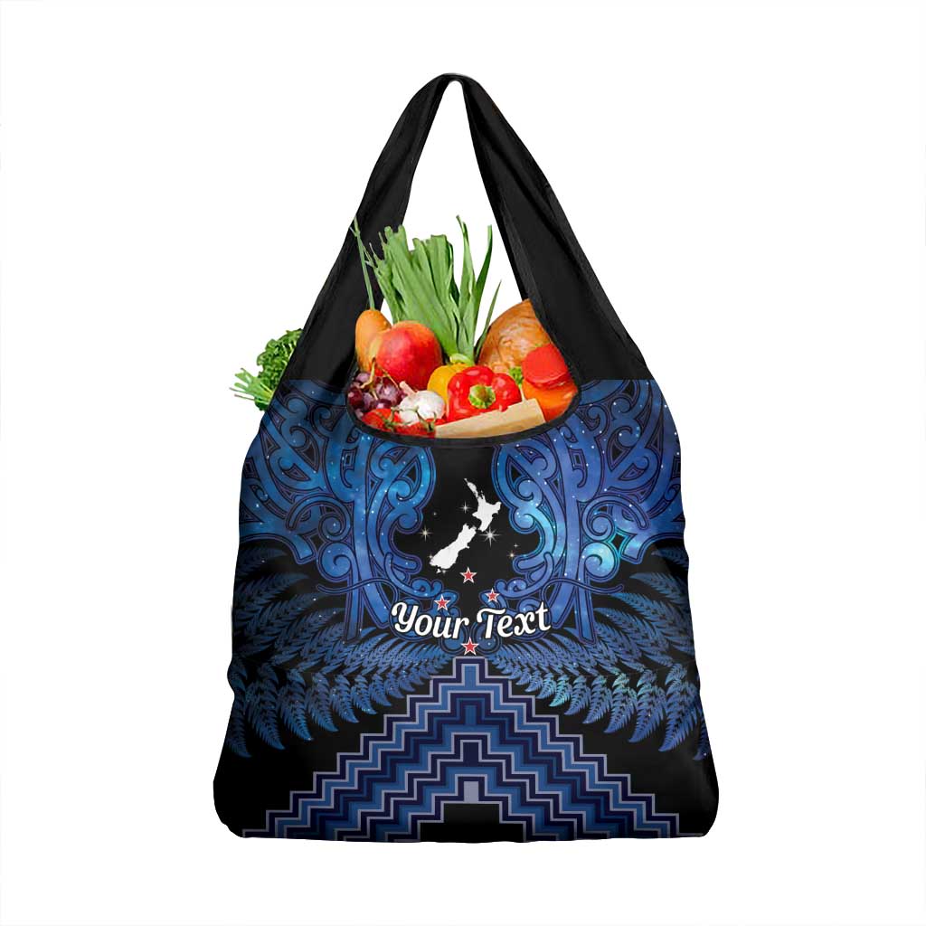 Personalised Aotearoa Matariki Grocery Bag Blue Fern Maori Poutama