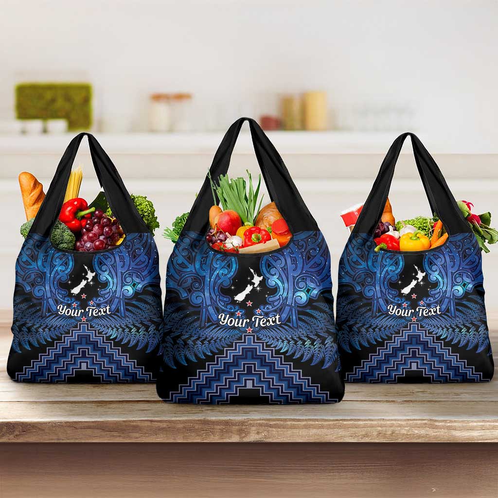 Personalised Aotearoa Matariki Grocery Bag Blue Fern Maori Poutama