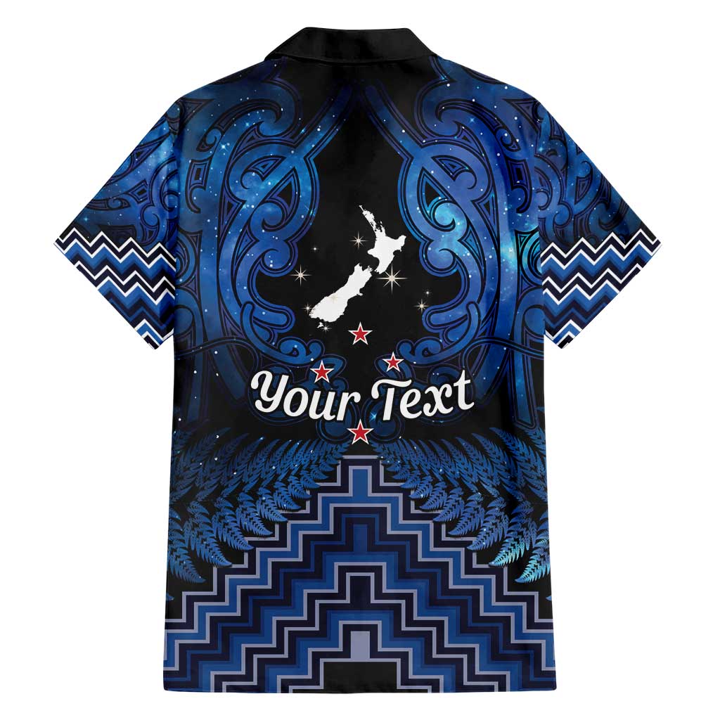Personalised Aotearoa Matariki Hawaiian Shirt Blue Fern Maori Poutama