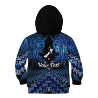 Personalised Aotearoa Matariki Kid Hoodie Blue Fern Maori Poutama