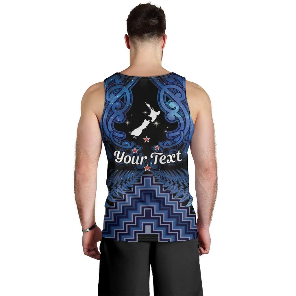 Personalised Aotearoa Matariki Men Tank Top Blue Fern Maori Poutama