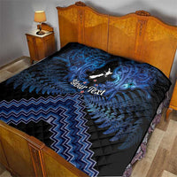 Personalised Aotearoa Matariki Quilt Blue Fern Maori Poutama