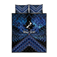 Personalised Aotearoa Matariki Quilt Bed Set Blue Fern Maori Poutama