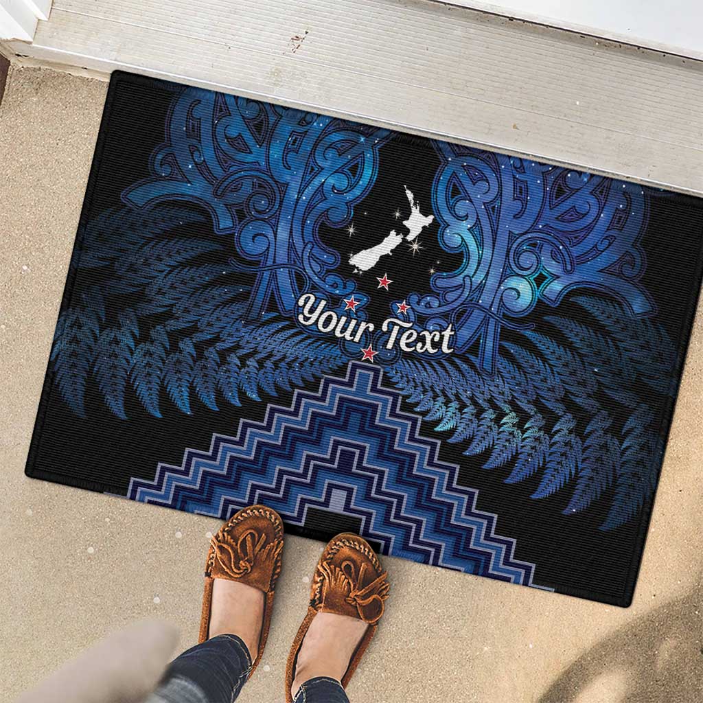 Personalised Aotearoa Matariki Rubber Doormat Blue Fern Maori Poutama