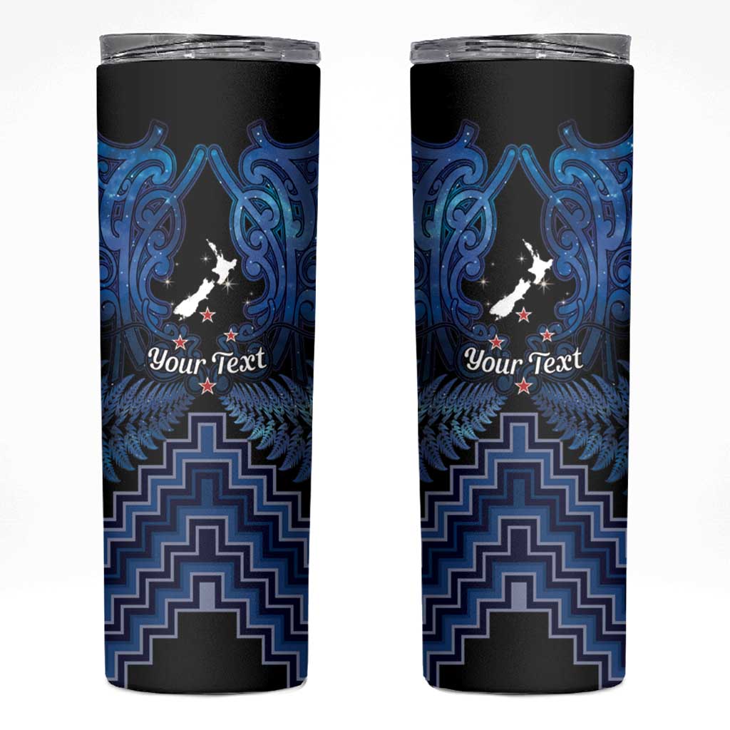 Personalised Aotearoa Matariki Skinny Tumbler Blue Fern Maori Poutama LT01 Blue - Polynesian Pride