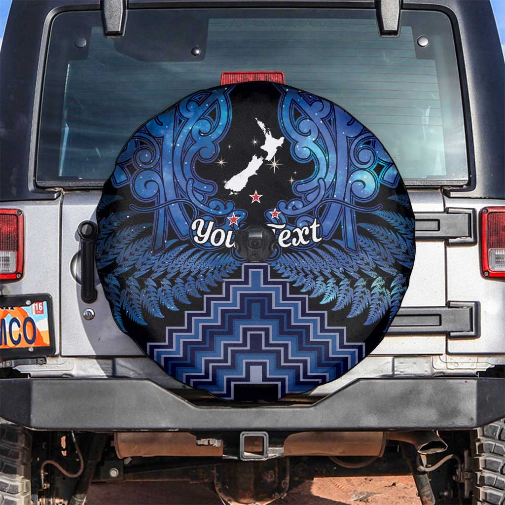 Personalised Aotearoa Matariki Spare Tire Cover Blue Fern Maori Poutama