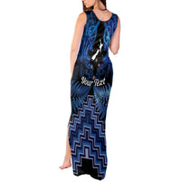 Personalised Aotearoa Matariki Tank Maxi Dress Blue Fern Maori Poutama