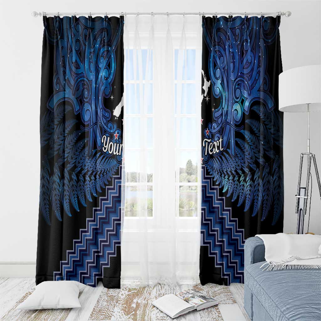 Personalised Aotearoa Matariki Window Curtain Blue Fern Maori Poutama