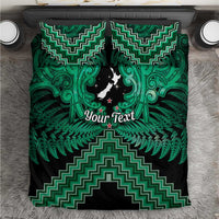 Personalised Aotearoa Matariki Bedding Set Green Fern Maori Poutama