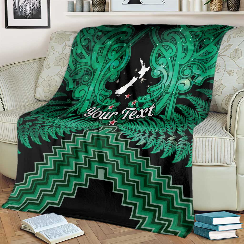 Personalised Aotearoa Matariki Blanket Green Fern Maori Poutama