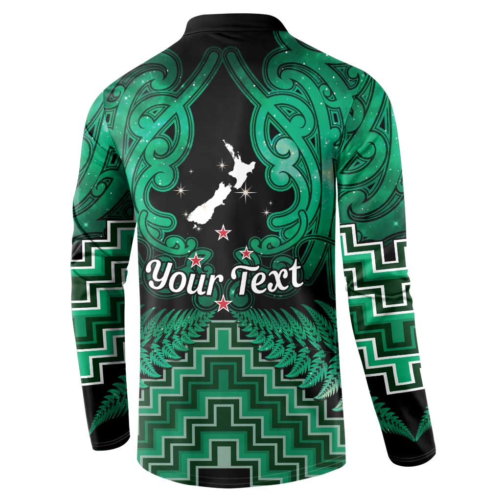 Personalised Aotearoa Matariki Button Sweatshirt Green Fern Maori Poutama