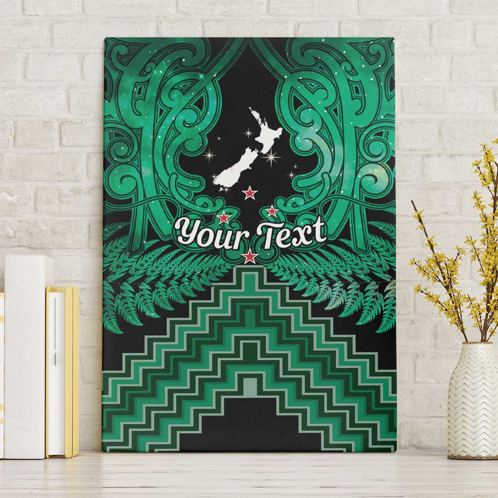 Personalised Aotearoa Matariki Canvas Wall Art Green Fern Maori Poutama