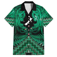 Personalised Aotearoa Matariki Family Matching Summer Maxi Dress and Hawaiian Shirt Green Fern Maori Poutama LT01 Dad's Shirt - Short Sleeve Green - Polynesian Pride