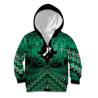 Personalised Aotearoa Matariki Kid Hoodie Green Fern Maori Poutama