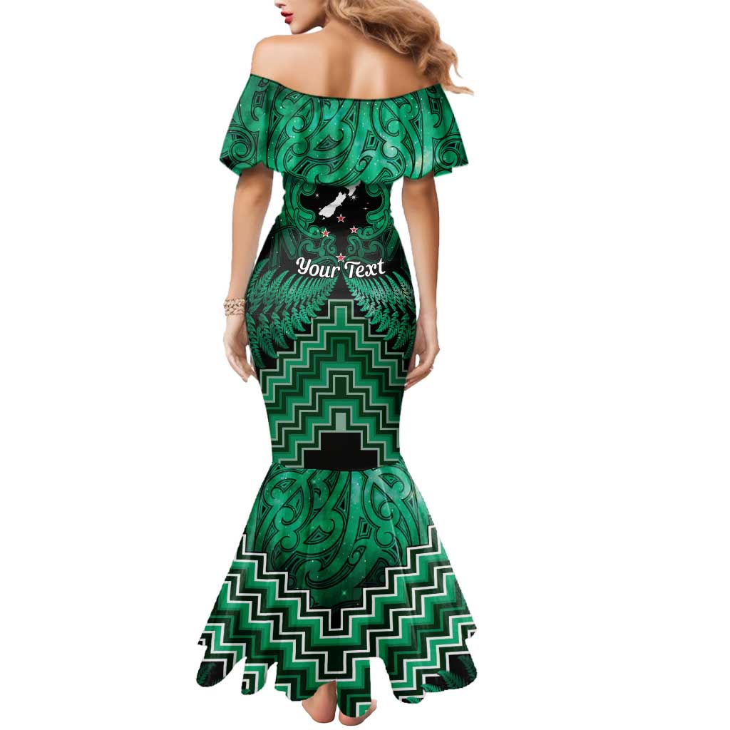 Personalised Aotearoa Matariki Mermaid Dress Green Fern Maori Poutama
