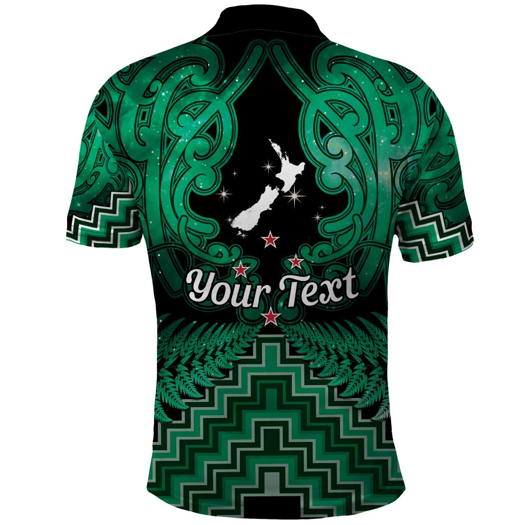 Personalised Aotearoa Matariki Polo Shirt Green Fern Maori Poutama