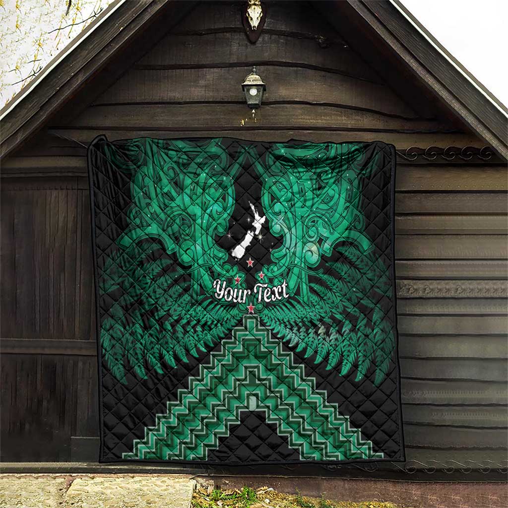 Personalised Aotearoa Matariki Quilt Green Fern Maori Poutama