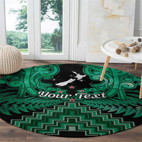 Personalised Aotearoa Matariki Round Carpet Green Fern Maori Poutama
