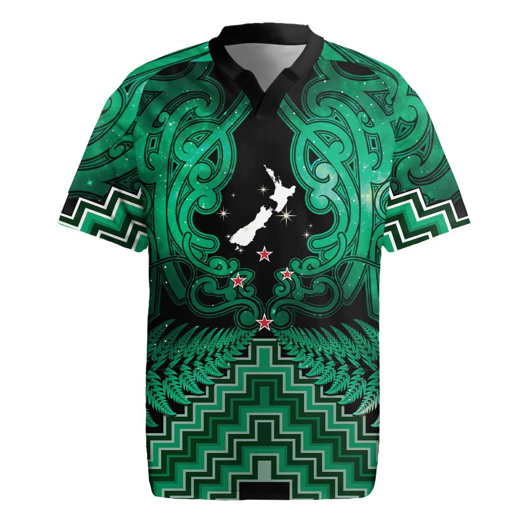 Personalised Aotearoa Matariki Rugby Jersey Green Fern Maori Poutama