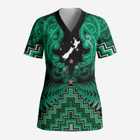 Personalised Aotearoa Matariki Scrub Top Green Fern Maori Poutama - Polynesian Pride