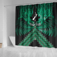 Personalised Aotearoa Matariki Shower Curtain Green Fern Maori Poutama
