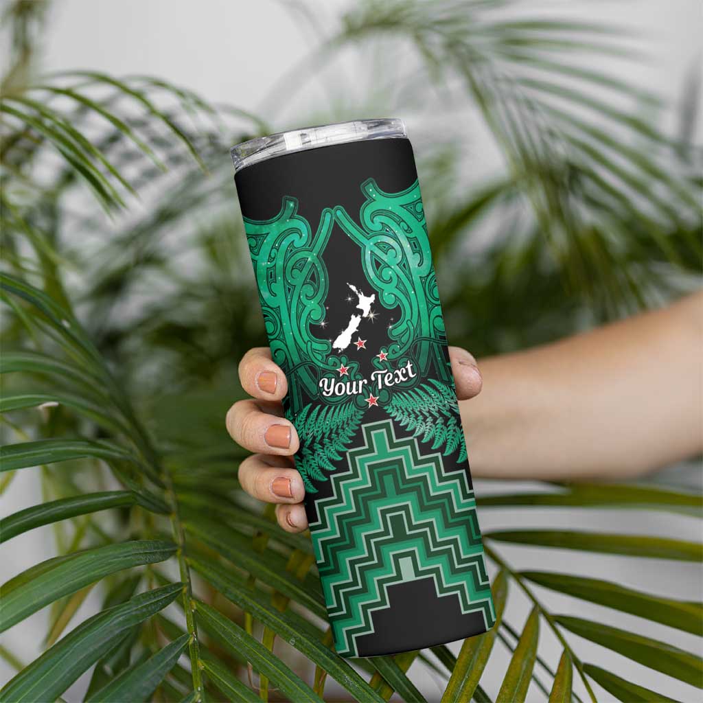 Personalised Aotearoa Matariki Skinny Tumbler Green Fern Maori Poutama LT01 - Polynesian Pride