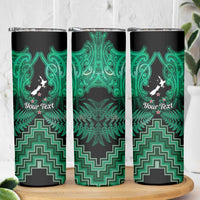 Personalised Aotearoa Matariki Skinny Tumbler Green Fern Maori Poutama LT01 - Polynesian Pride
