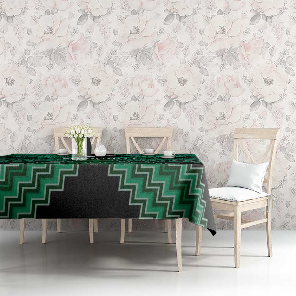 Personalised Aotearoa Matariki Tablecloth Green Fern Maori Poutama