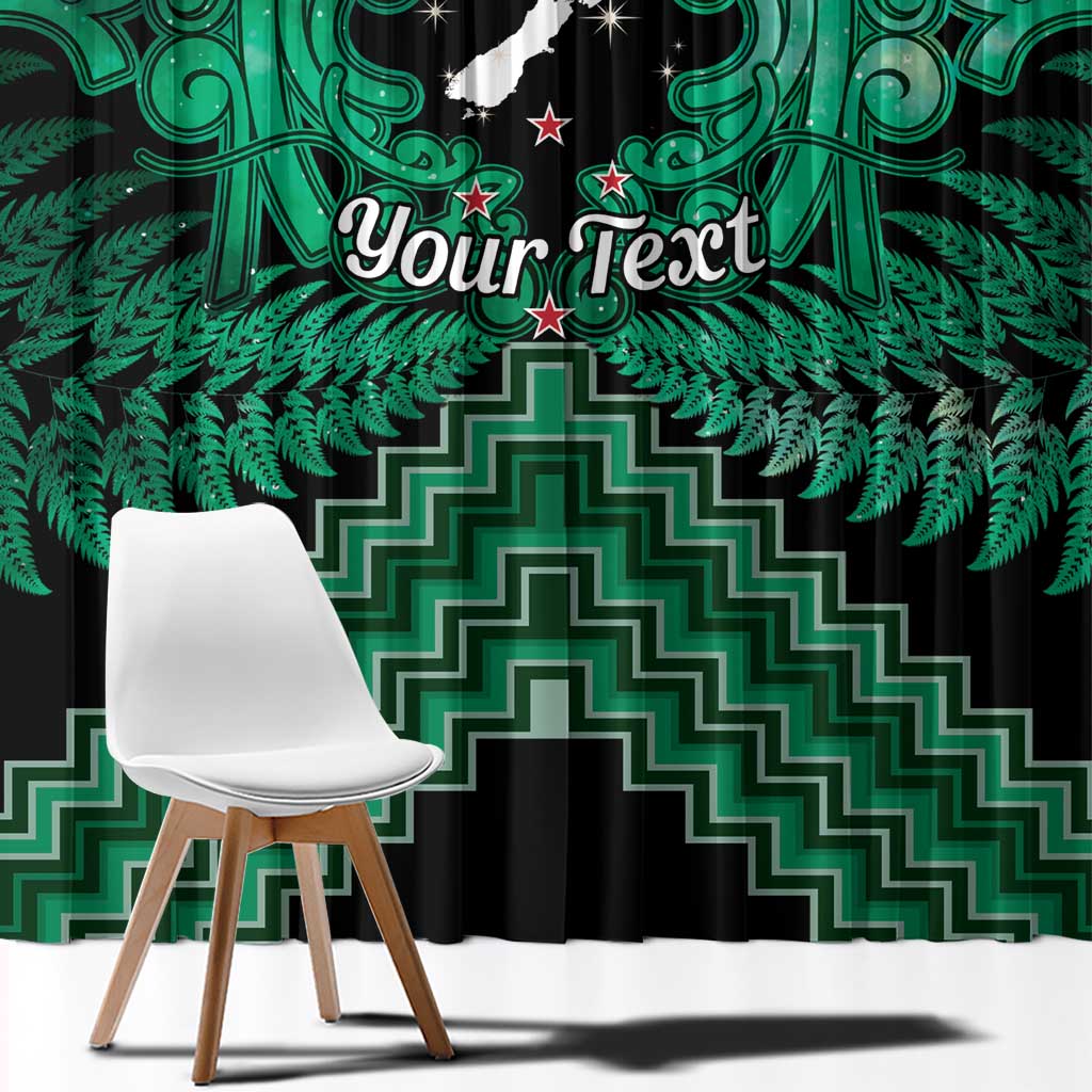Personalised Aotearoa Matariki Window Curtain Green Fern Maori Poutama