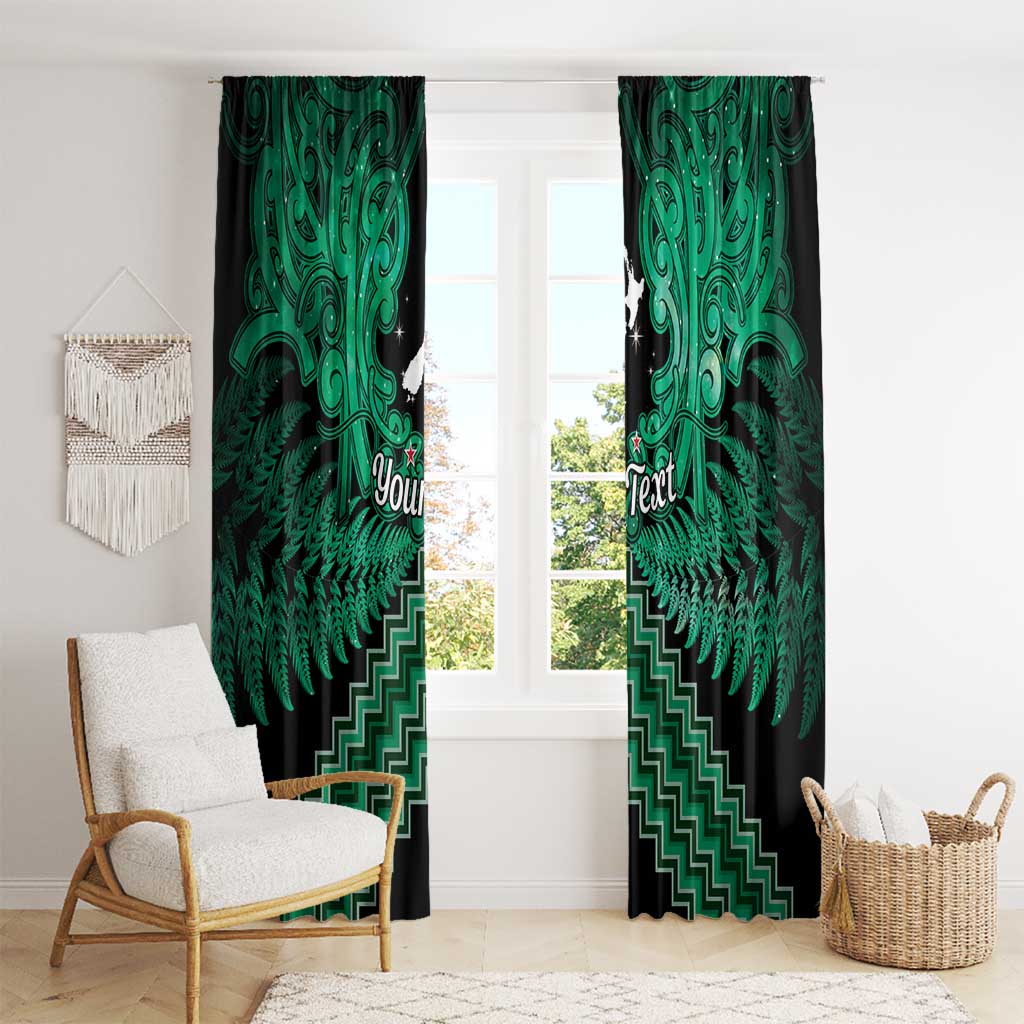 Personalised Aotearoa Matariki Window Curtain Green Fern Maori Poutama