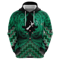 Personalised Aotearoa Matariki Zip Hoodie Green Fern Maori Poutama