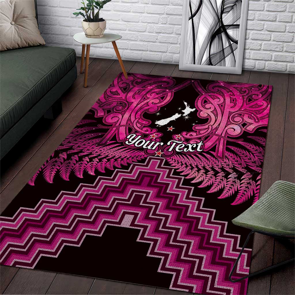Personalised Aotearoa Matariki Area Rug Pink Fern Maori Poutama