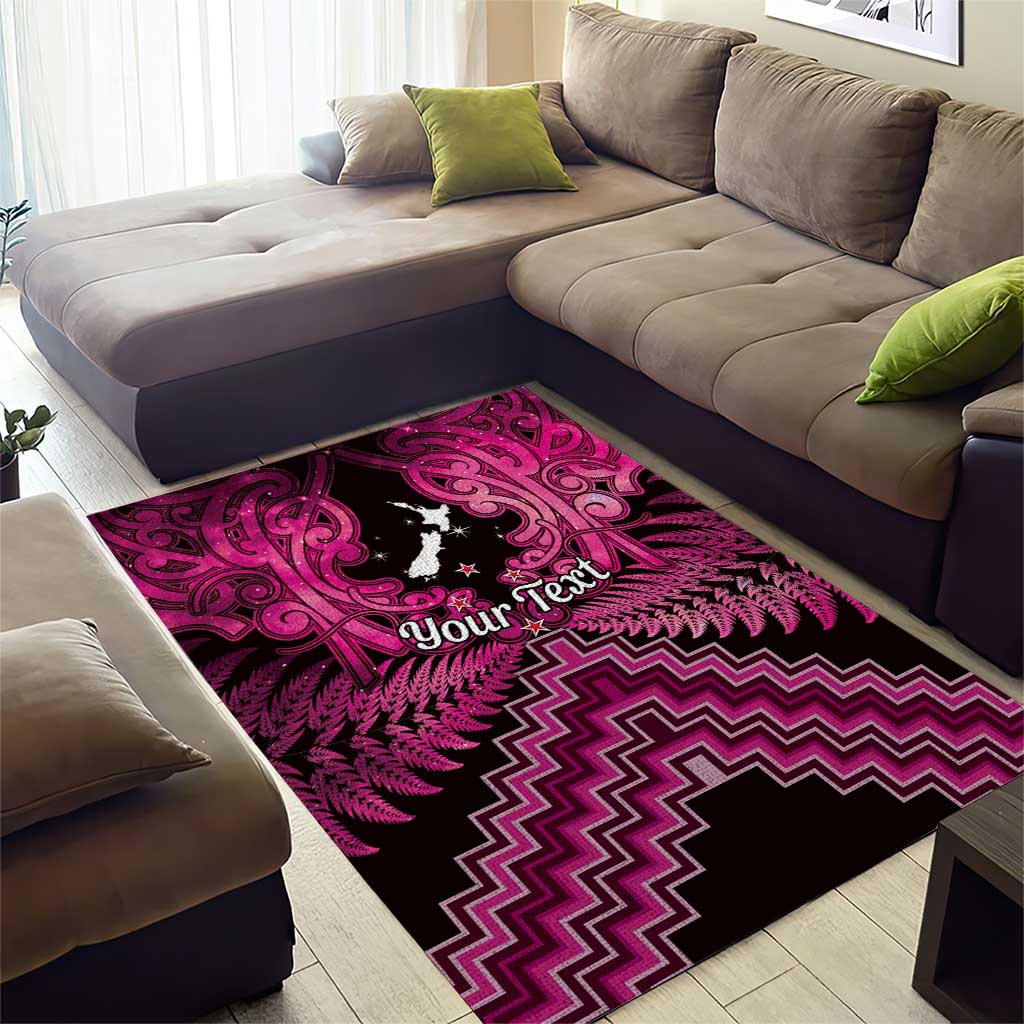 Personalised Aotearoa Matariki Area Rug Pink Fern Maori Poutama