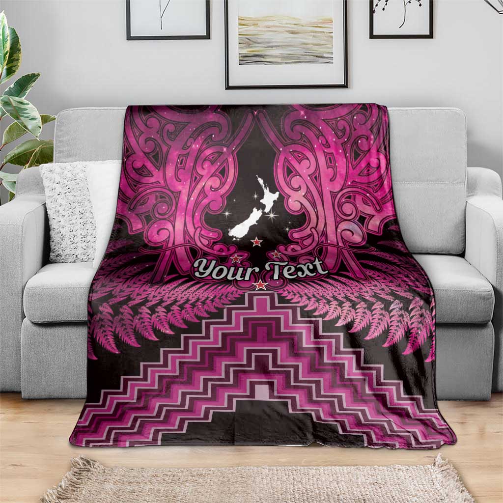 Personalised Aotearoa Matariki Blanket Pink Fern Maori Poutama