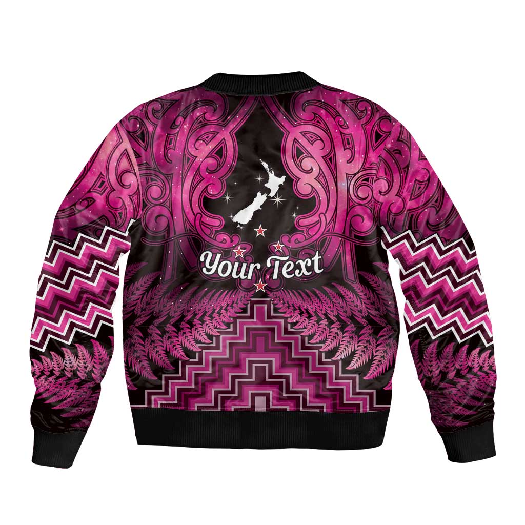 Personalised Aotearoa Matariki Bomber Jacket Pink Fern Maori Poutama