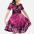 Personalised Aotearoa Matariki Family Matching Off The Shoulder Long Sleeve Dress and Hawaiian Shirt Pink Fern Maori Poutama