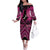 Personalised Aotearoa Matariki Family Matching Off The Shoulder Long Sleeve Dress and Hawaiian Shirt Pink Fern Maori Poutama