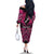 Personalised Aotearoa Matariki Family Matching Off The Shoulder Long Sleeve Dress and Hawaiian Shirt Pink Fern Maori Poutama