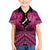 Personalised Aotearoa Matariki Family Matching Off The Shoulder Long Sleeve Dress and Hawaiian Shirt Pink Fern Maori Poutama