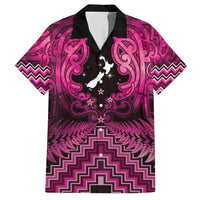 Personalised Aotearoa Matariki Family Matching Puletasi and Hawaiian Shirt Pink Fern Maori Poutama