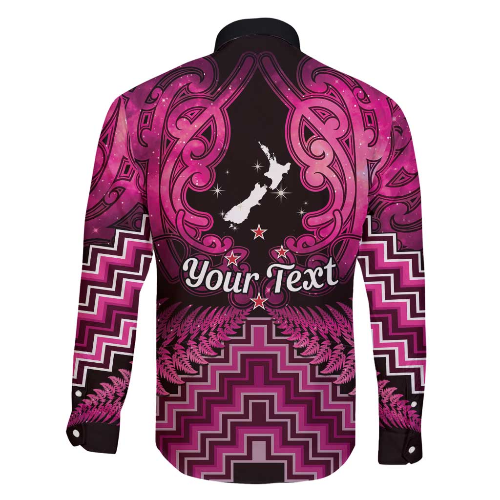 Personalised Aotearoa Matariki Family Matching Tank Maxi Dress and Hawaiian Shirt Pink Fern Maori Poutama LT01 - Polynesian Pride