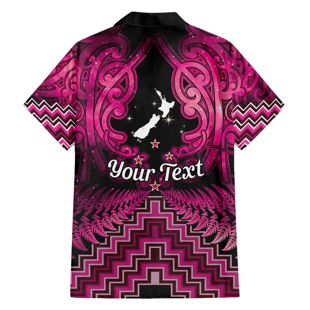 Personalised Aotearoa Matariki Hawaiian Shirt Pink Fern Maori Poutama